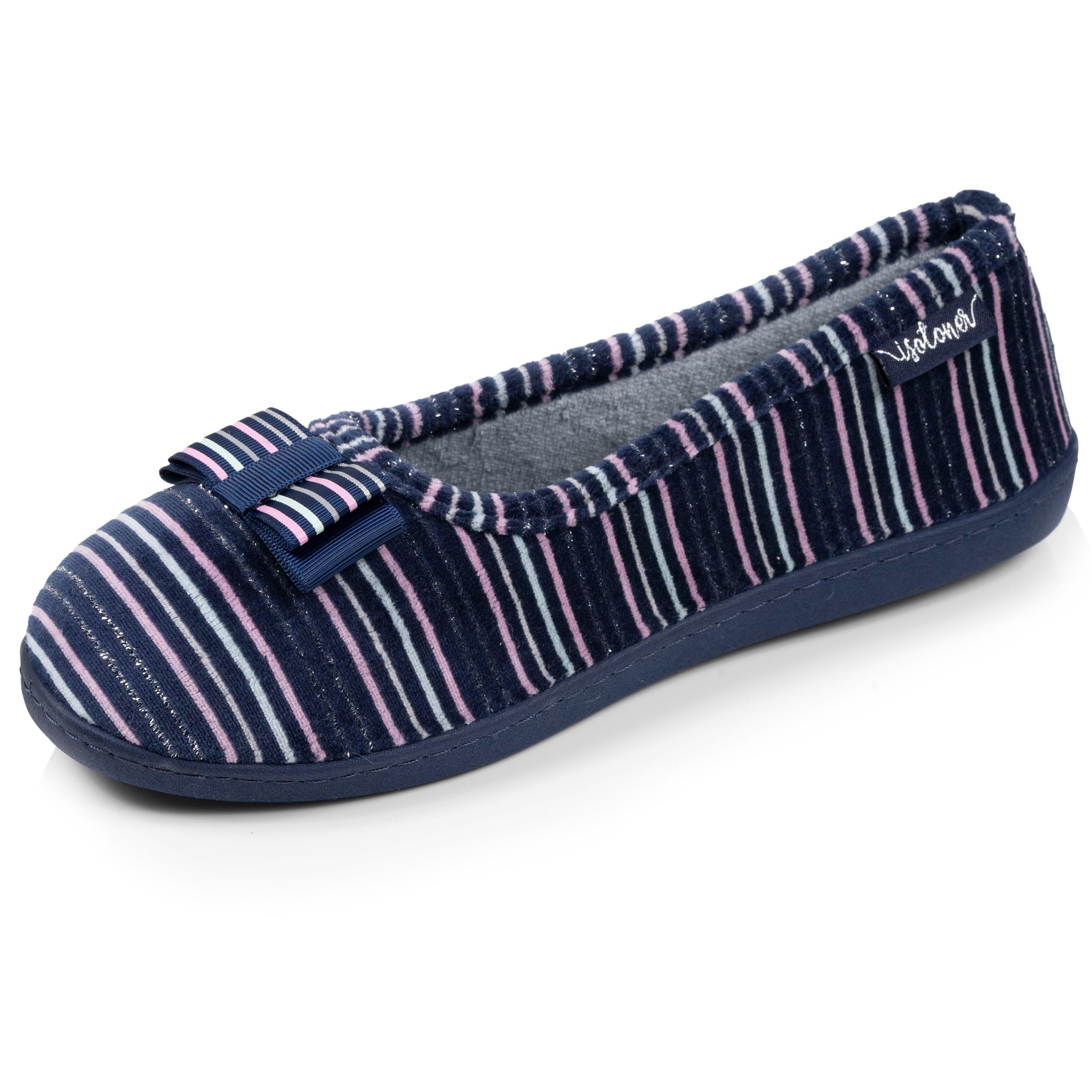Isotoner Chaussons pantoufles Ballerines femme microvelours semelle ergonomique soutien voûte plantaire,