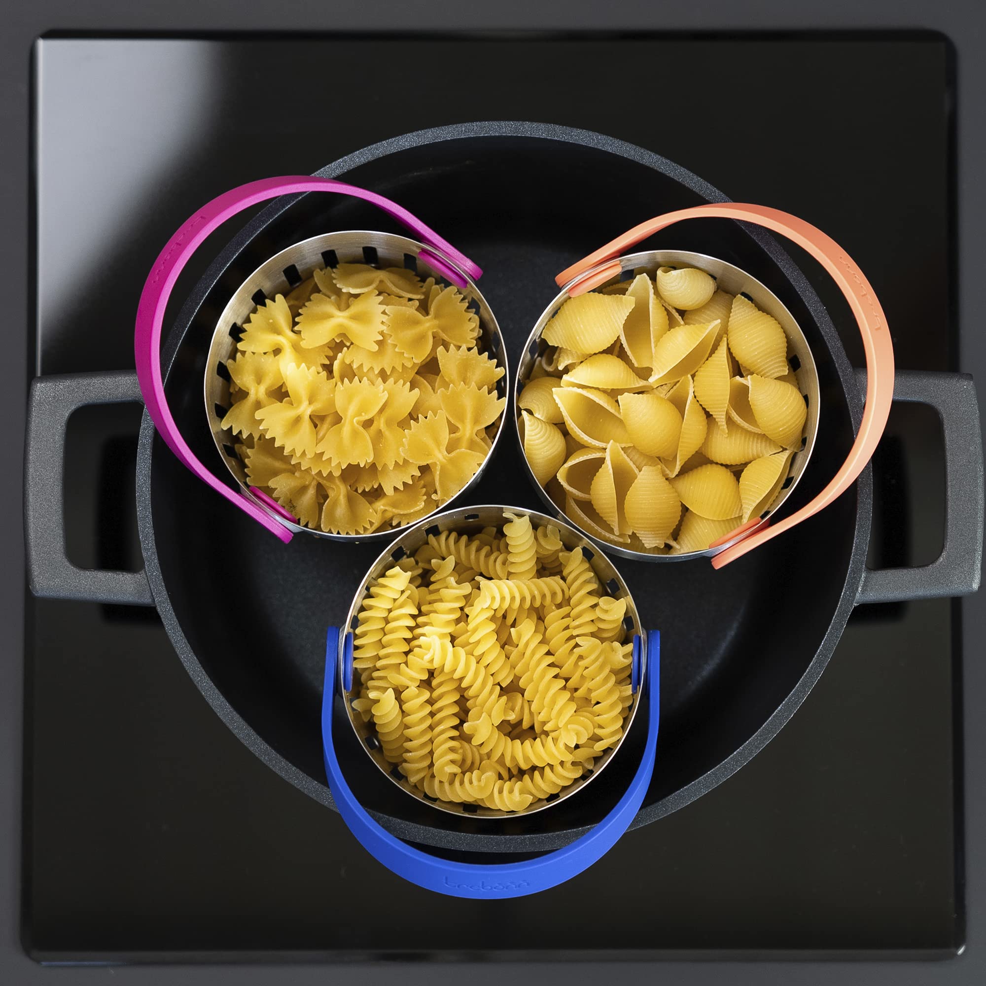 Trebonn - CookinPodPRO Coral - Cesta de cocción de acero inoxidable. Ideal para cocinar pasta, para cocciones al vapor y para freír.