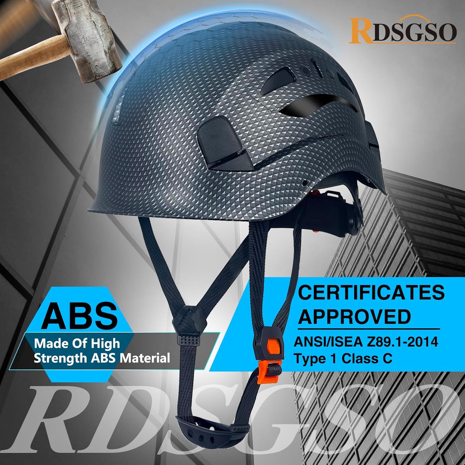 Industrial Safety Helmet RGS-8C Adjustable Vents, 6-Point Suspension Breathable Lightweight Hard Hats for Construction,Outdoor Work ANSI Certified