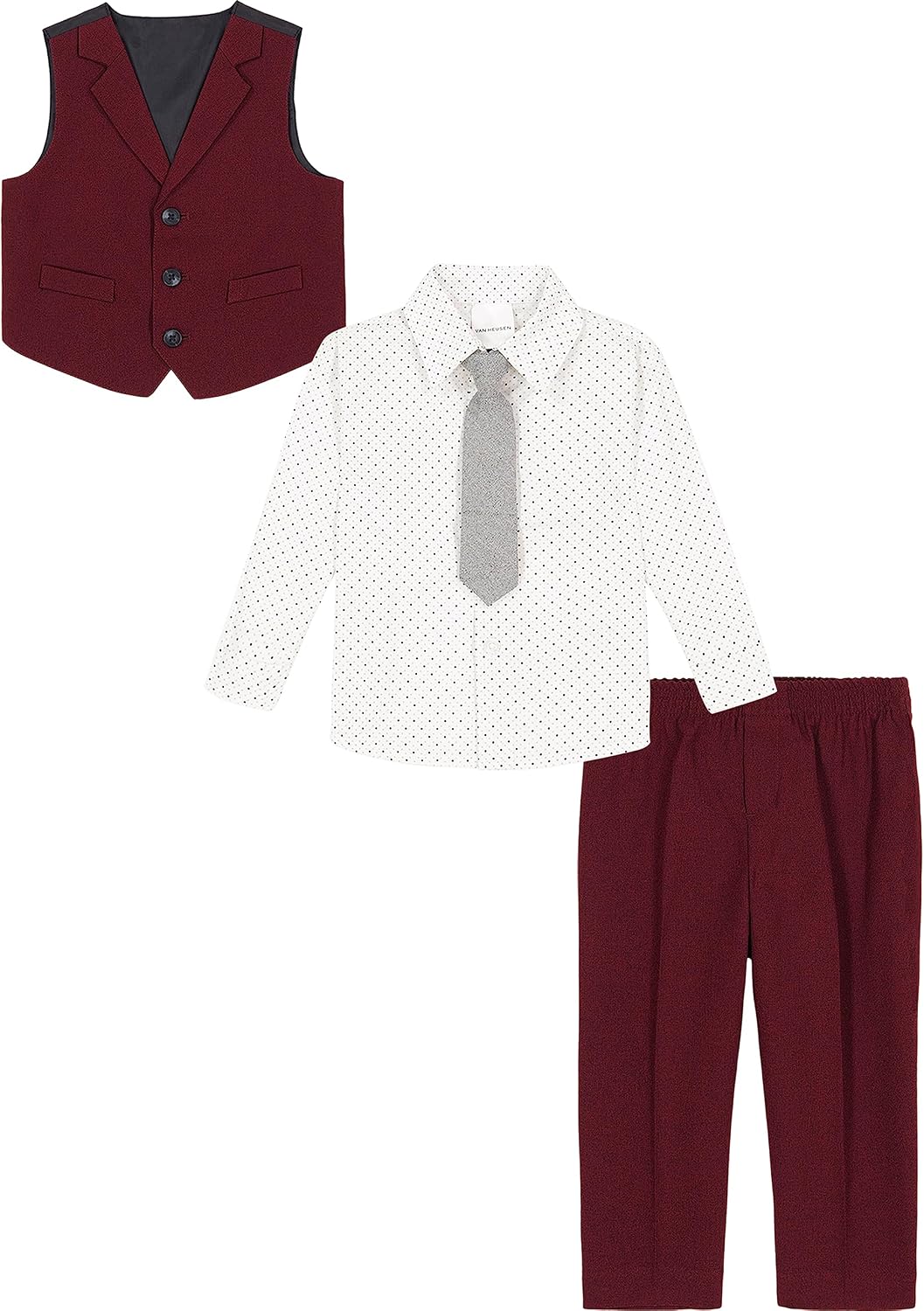 Van Heusen Baby Boys' 4-piece Formal Dress Up Vest Set, Vest, Pants, Collared Dress Shirt, and Tie