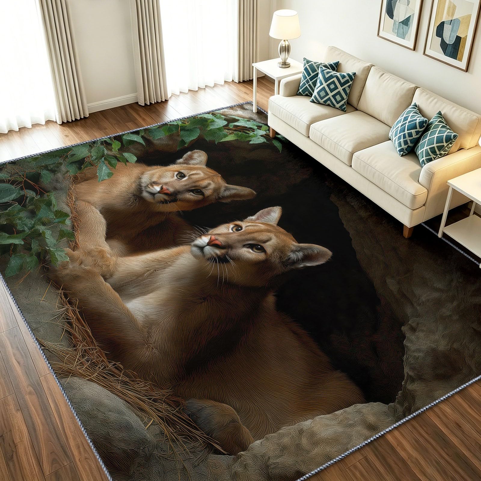 Tapis gris 90x150 cm lavable et antidérapant motif léopard pour entrée