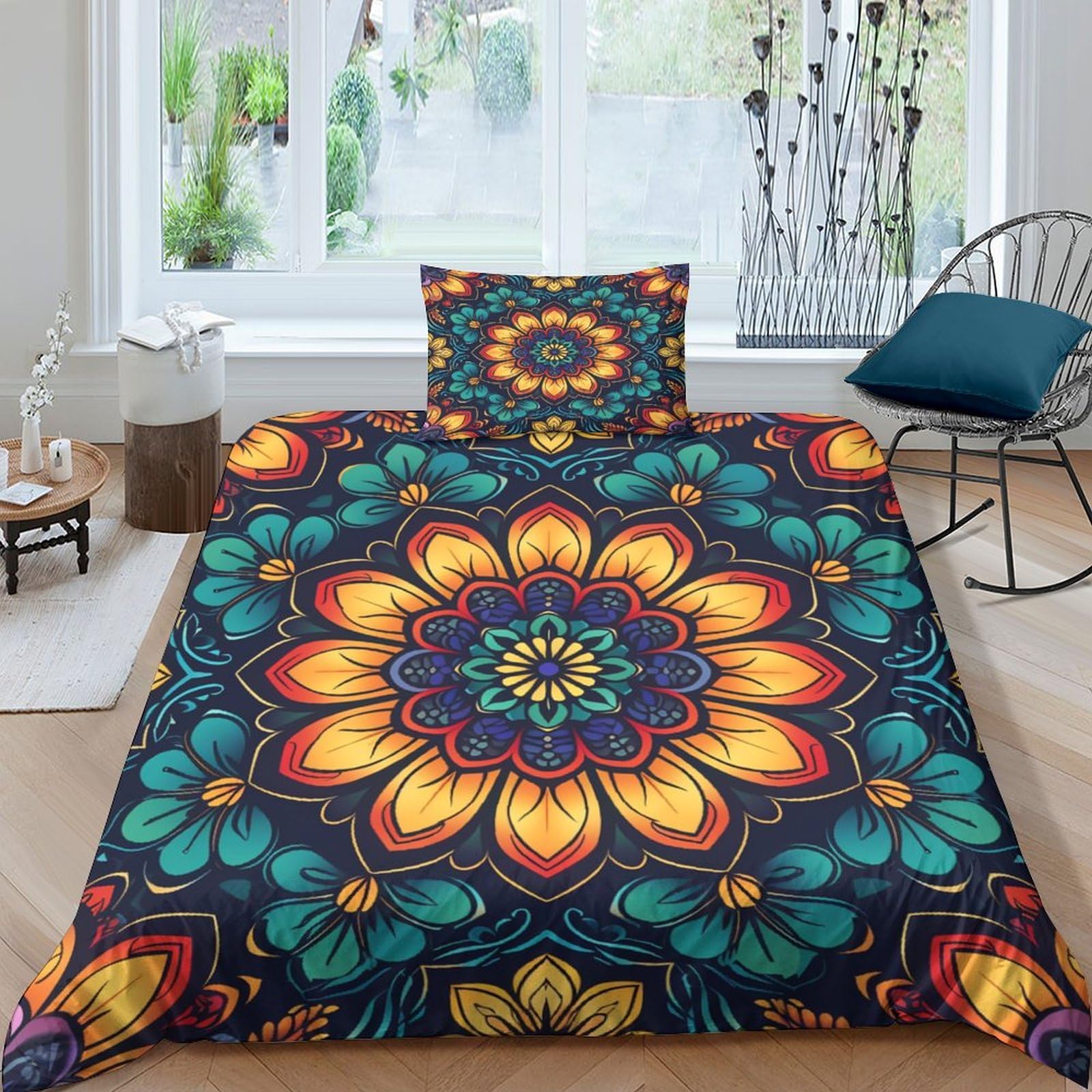 Housse de couette 135x200 cm Datura avec 2 taies d'oreiller pour lit simple