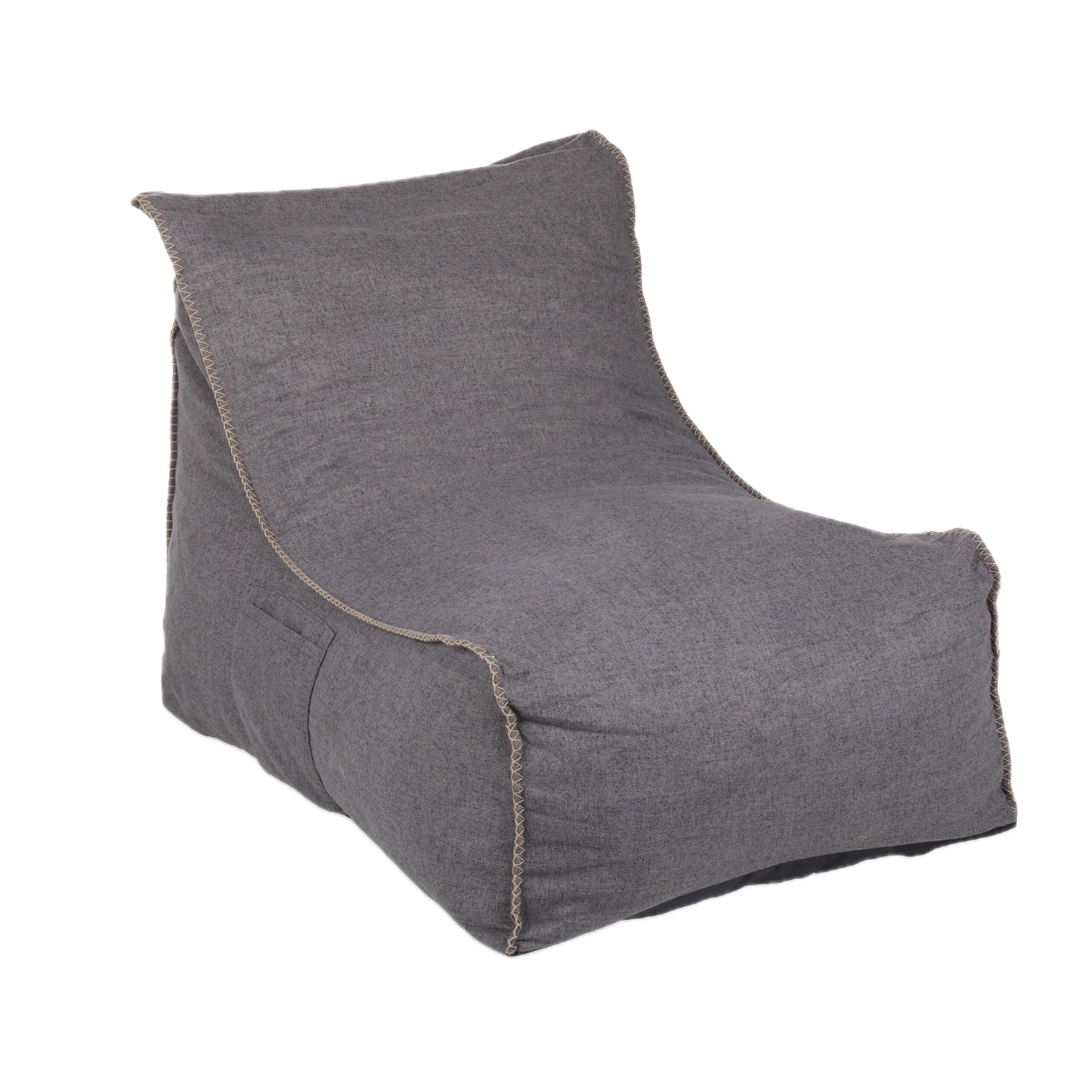 Relaxdays Poltrona Sacco XXL, con Schienale, Pouf Gigante da Terra, Adulti, per Interni, Imbottita in Gommapiuma, Grigia