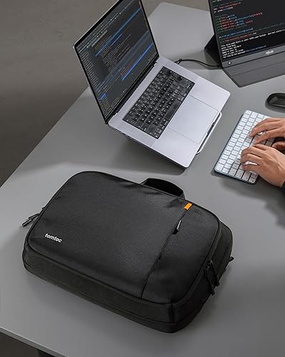 Miniatura 7 de tomtoc Maletín para portátil de 16 pulgadas con doble compartimento para 2 portátiles, bolsa de hombro protectora para laptop + monitor portátil,
