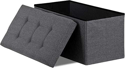 Miniatura 22 de ZenStyle Banco otomano de almacenamiento de 43 pulgadas, reposapiés plegable con asiento acolchado, baúl de almacenamiento largo para zapatos con