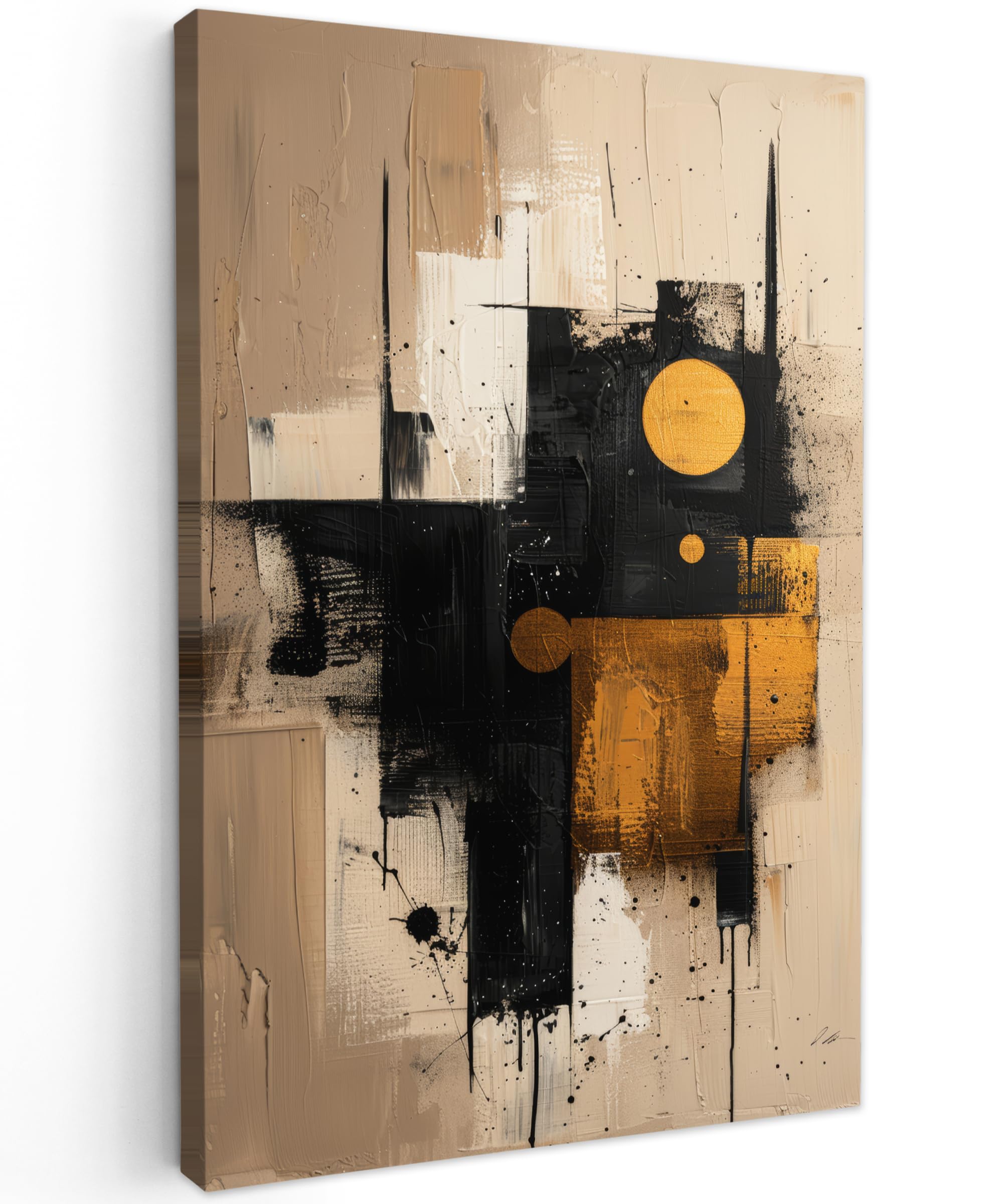 Muchowow Art - Beige Muchowow© Canvas Wall Art 16"X24" / 40X60 Cm Decor Prints For Living Room Decorative Canvases Hall Artwork - Modern - Gold