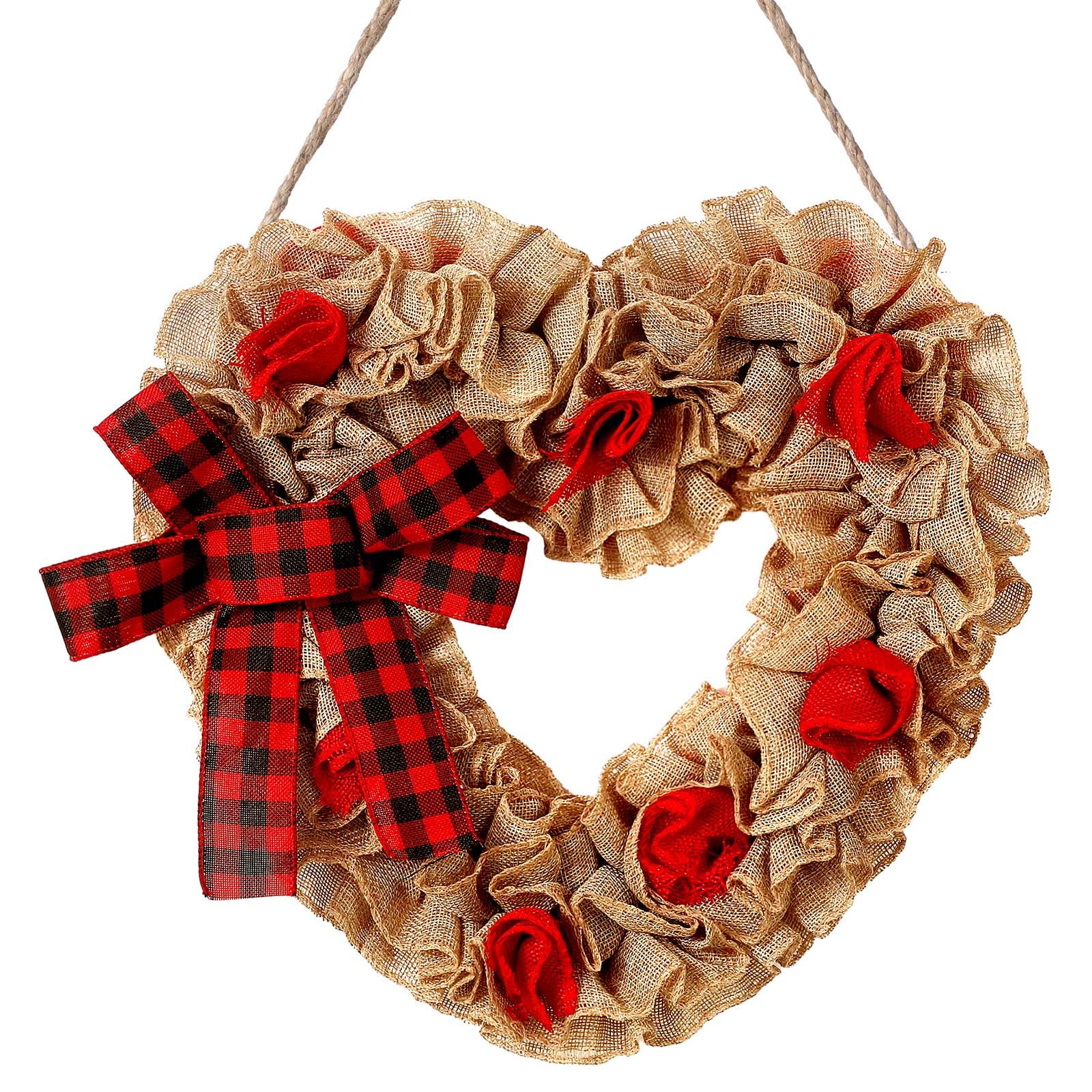 Couronne de cœur de Saint-Valentin cadeau pour amoureux décoration de porte extérieure