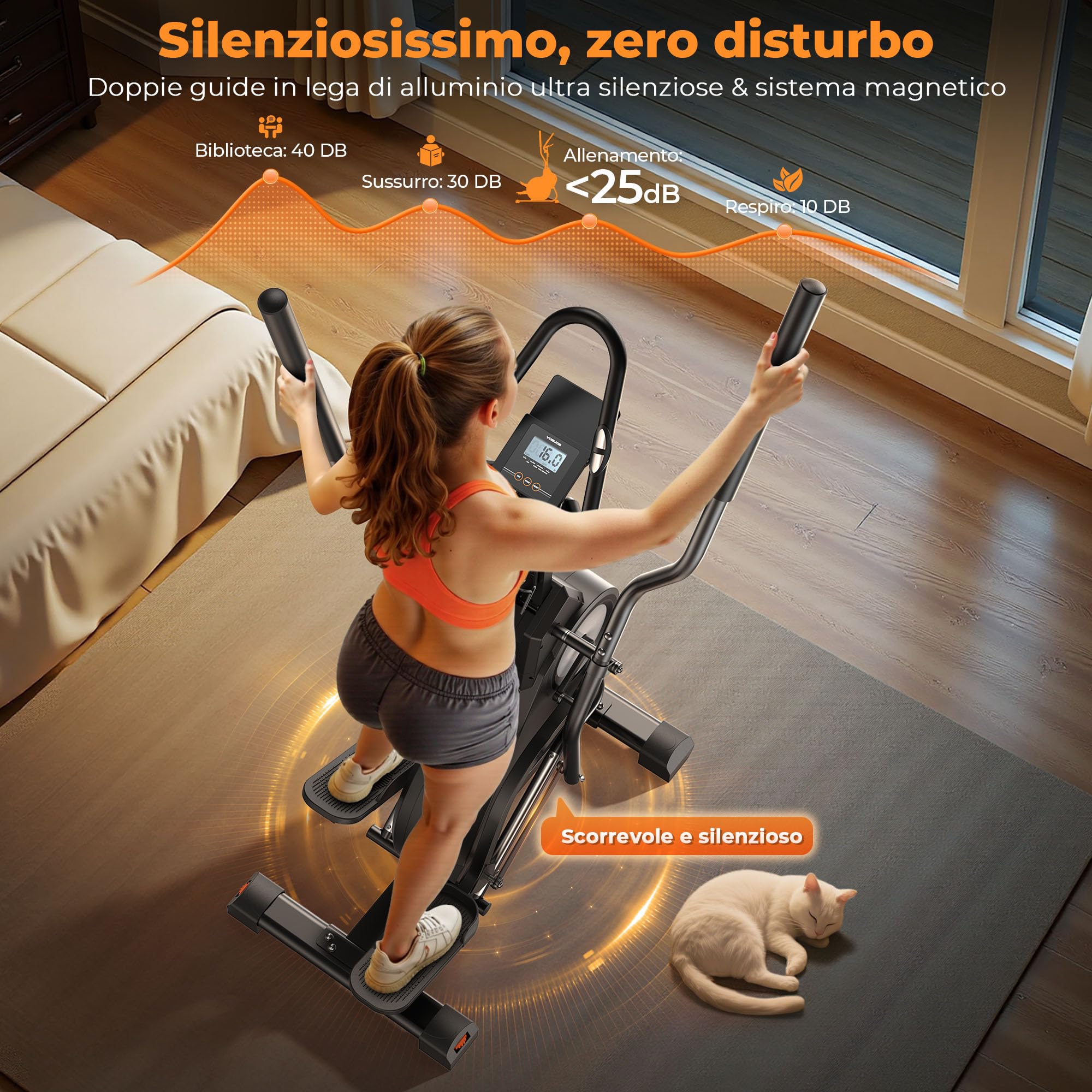 YOSUDA Ellittica da casa professionale, 3 in 1 (Ellittica + Pedaliera + Stairmaster), 16 Livelli di Resistenza, Volano da 8 kg, Resistenza Magnetica Ultra Silenziosa, Inclinazione di 45°, Monitor LCD