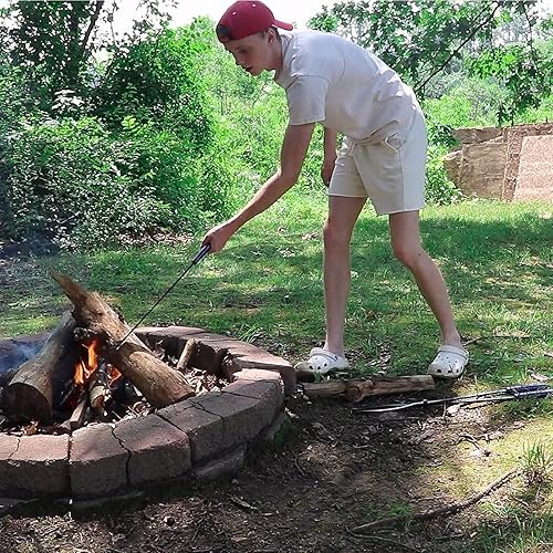 Miniatura 4 de Pinzas de leña de 28 pulgadas para troncos gruesos, para exteriores, interiores, fogatas, hogueras, chimeneas, resistentes, forjadas a prueba de