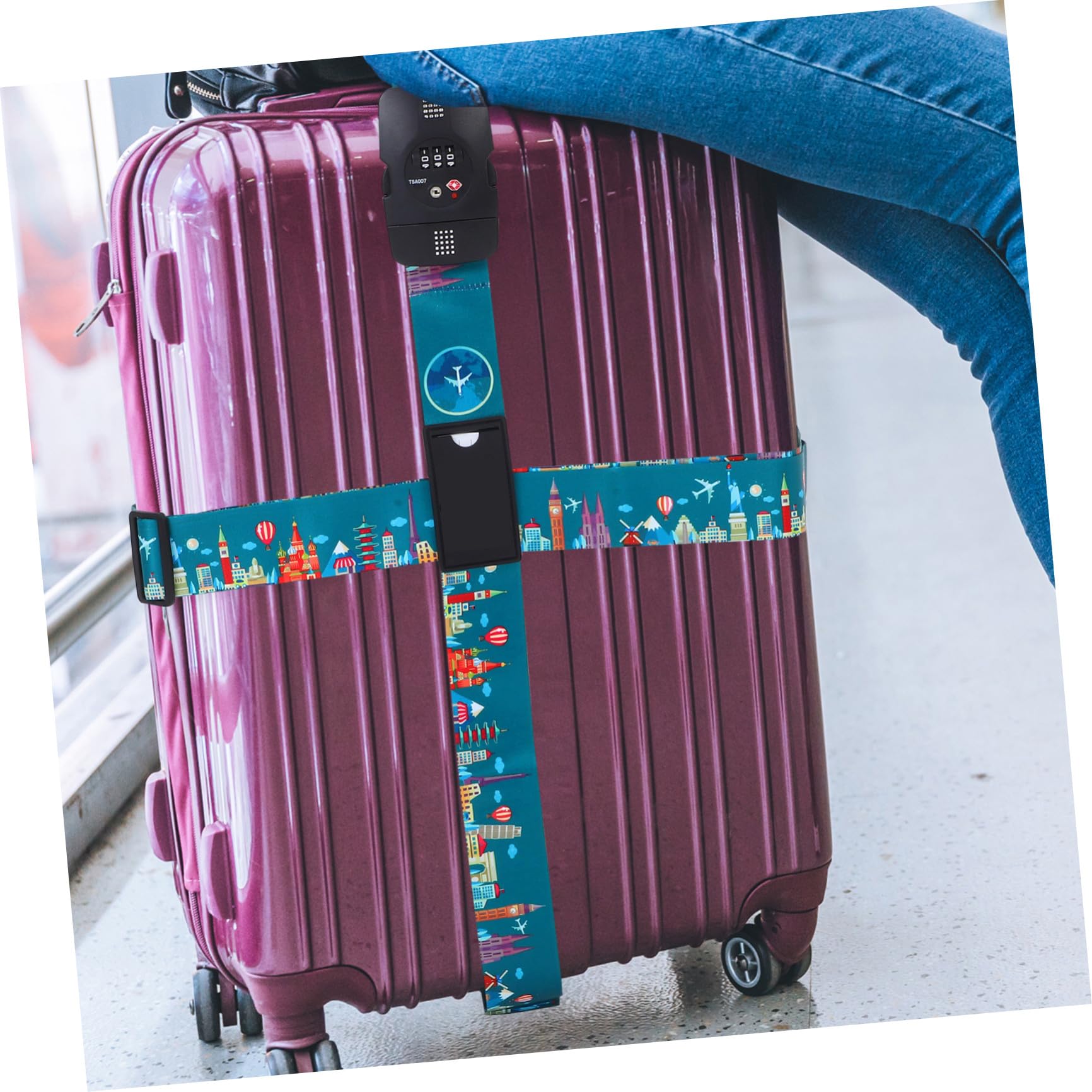 Reisegepäckgurt mit Zahlenschloss, Polyester Kreuzgurt für Koffer