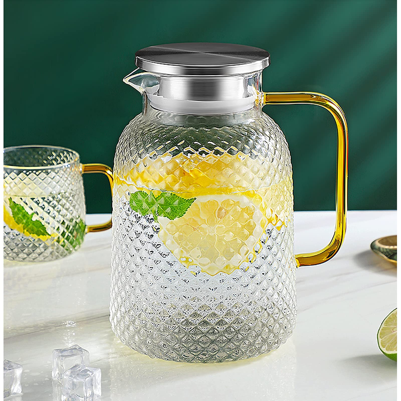 Pichet En Plastique Transparent 1.5 Litres Avec Couvercle - Pour Thé Glacé, Jus, Lait, Eau Chaude Ou Froide