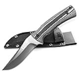 Cat 9-Inch Drop-Point Fixed Blade Knife with 7Cr17MoV Stainless Steel Blade, Micarta Handle, and Nylon Sheath – Heavy Duty, Comfortable Grip for Cutting - 980013