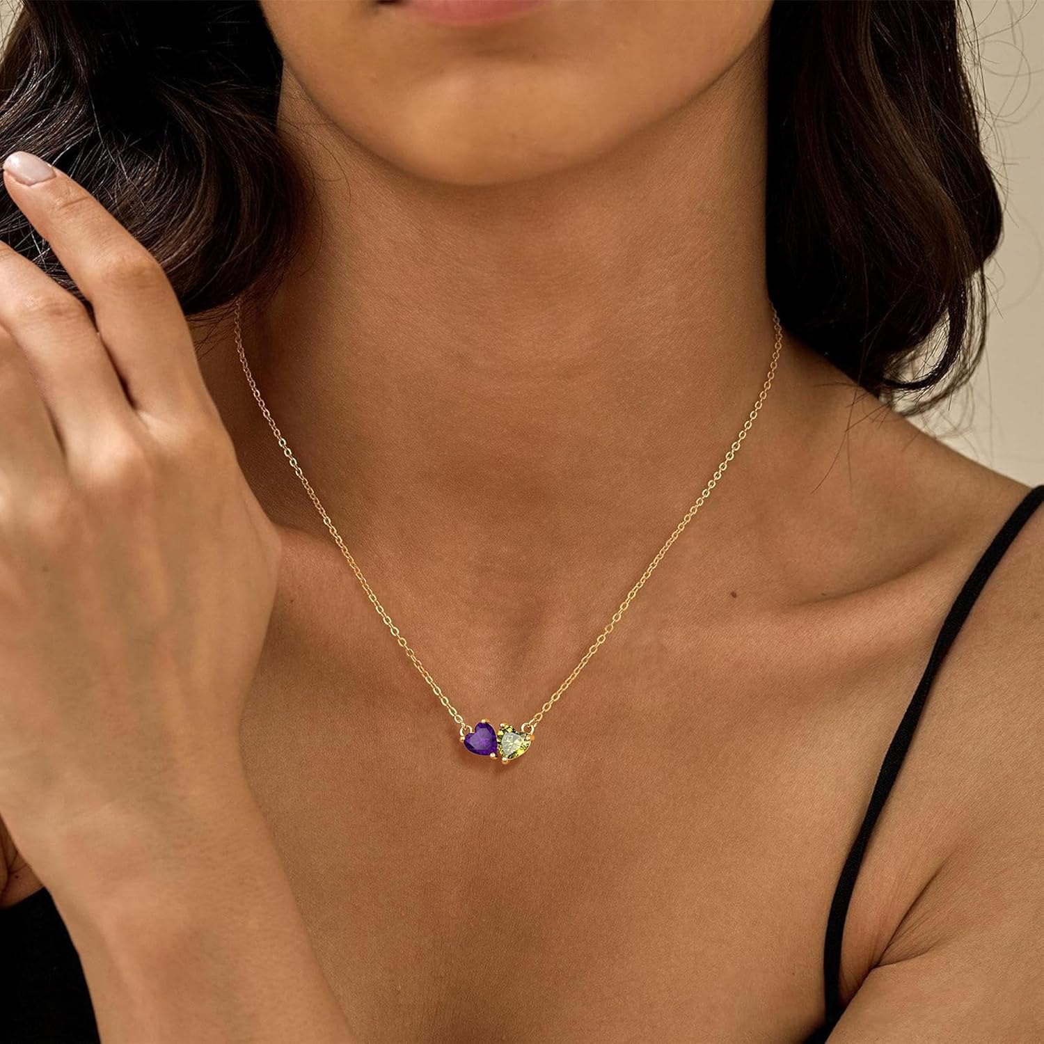 Valentines Gifts for Her,Birthstone Necklace for Women 14k Plated Gold Heart Necklace CZ Pendant Necklaces Birthday Gifts for Women Jewelry - Image 3