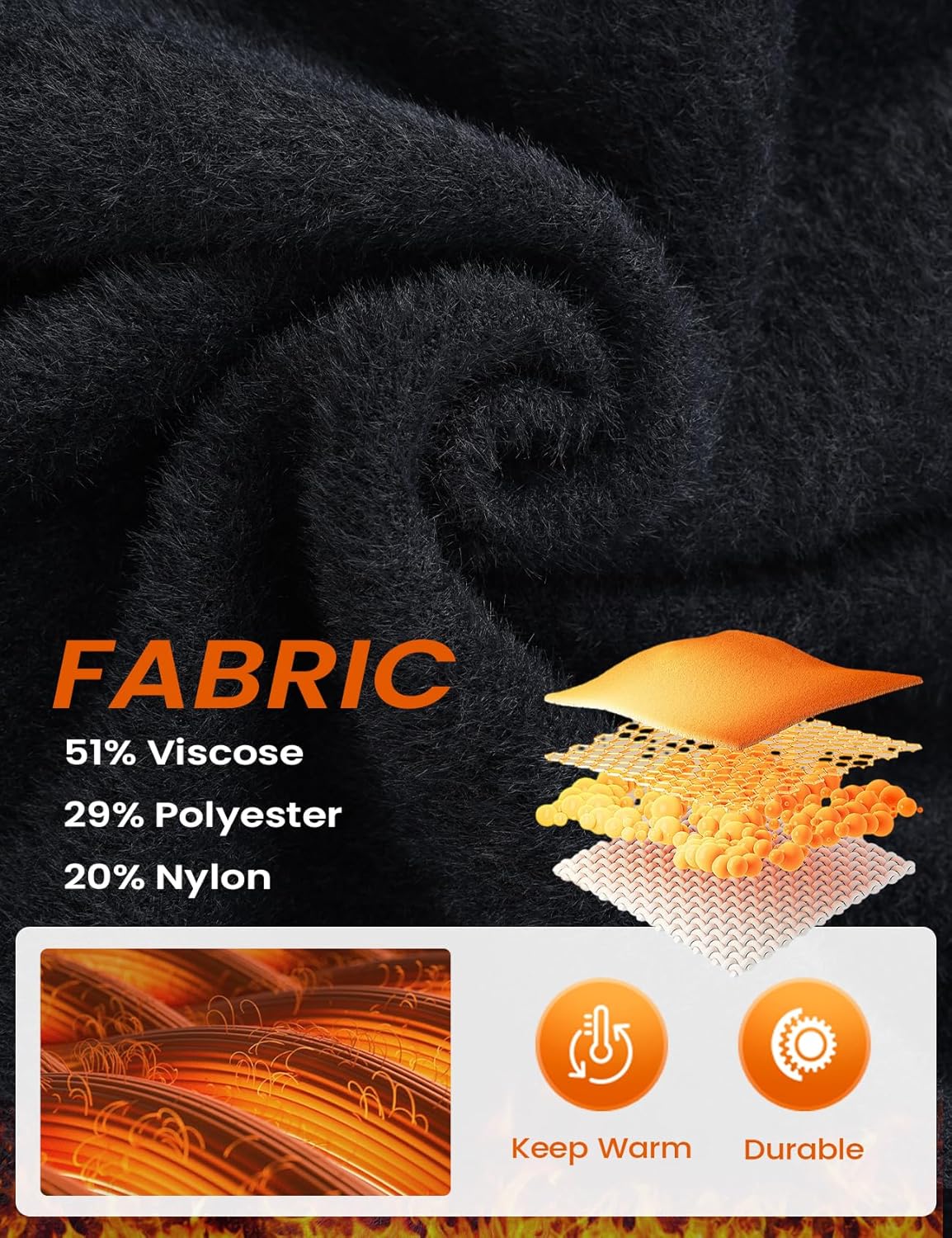 Arssm Womens Fleece Sweaters Sherpa Lined Sweater Thermal Warm Long Sleeve Shirt Mock Neck Pullover Tops - Image 3