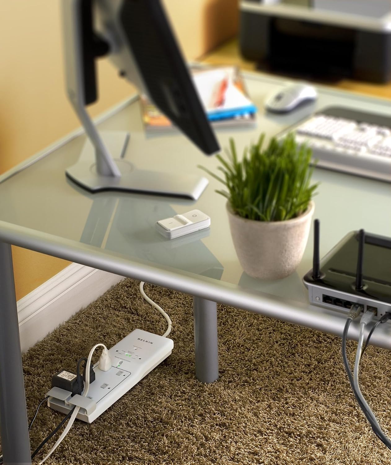 Belkin 8-Outlet Conserve Switch Surge Protector, 4ft Cord and Remote, White