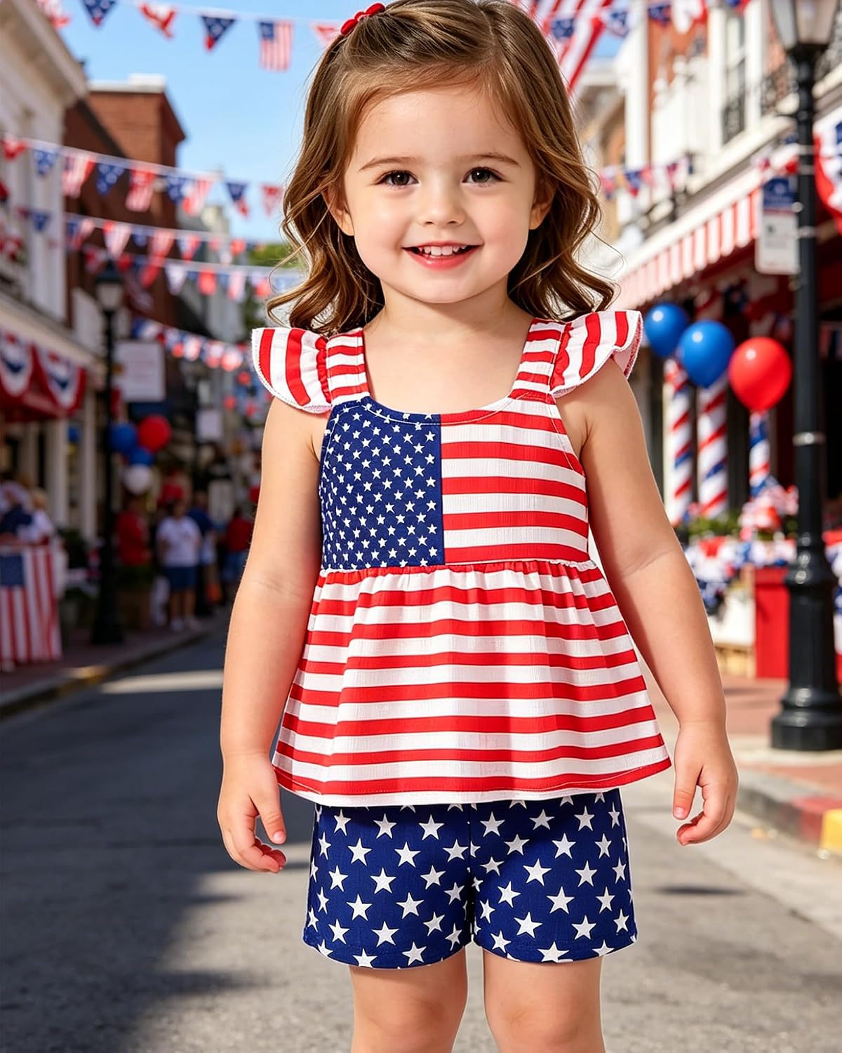 Baby Girl Summer Clothes Toddler Outfit Sleeveless Shirt Swing Cami Tank Top Cute 2 Piece Short Set 1-5 Years image 5