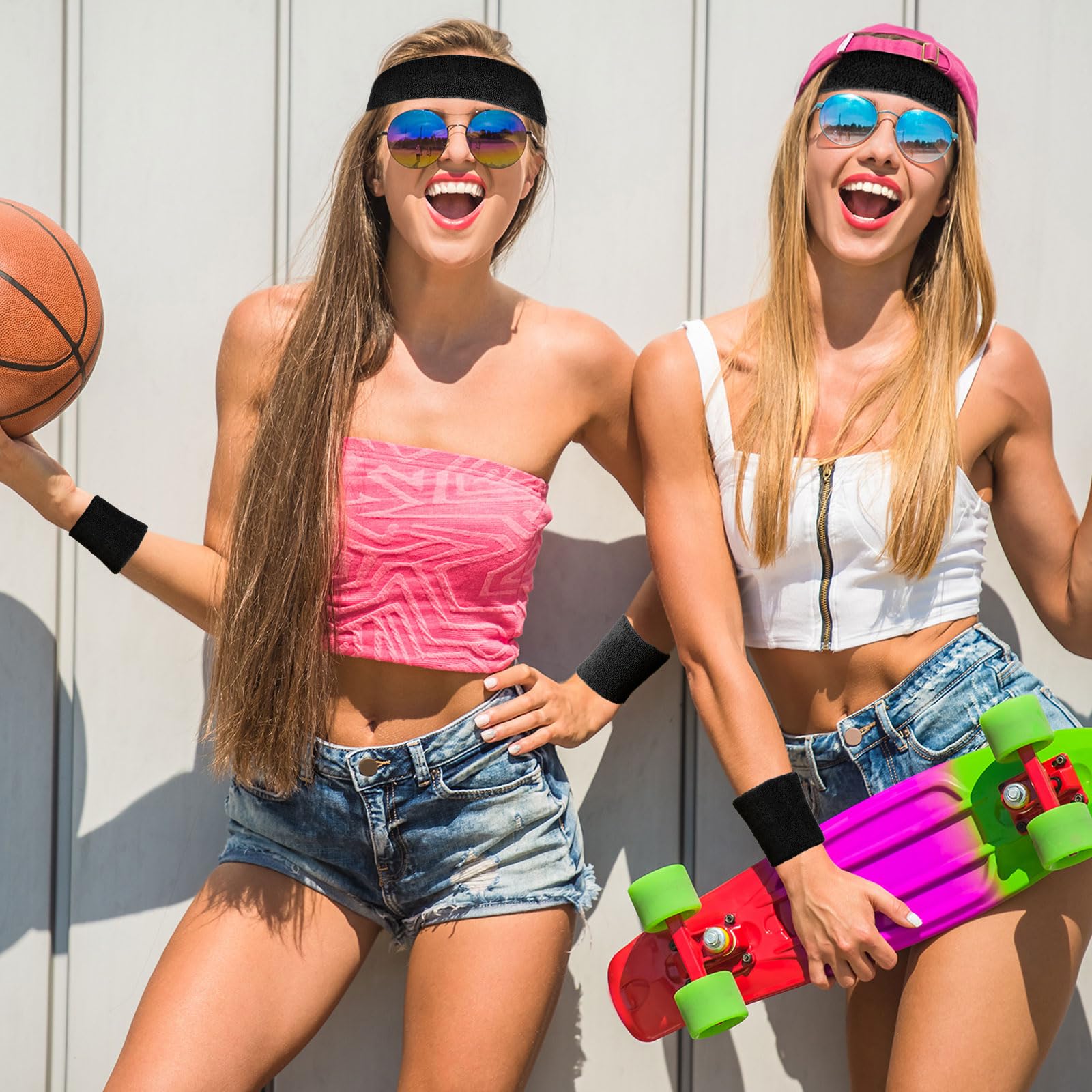 Zestaw neonowych opasek dresowych – 72 szt. sportowych opasek na głowę i opaski na nadgarstek na zawody sportowe, imprezy, gimnastykę, tenis, idealne dla mężczyzn i kobiet