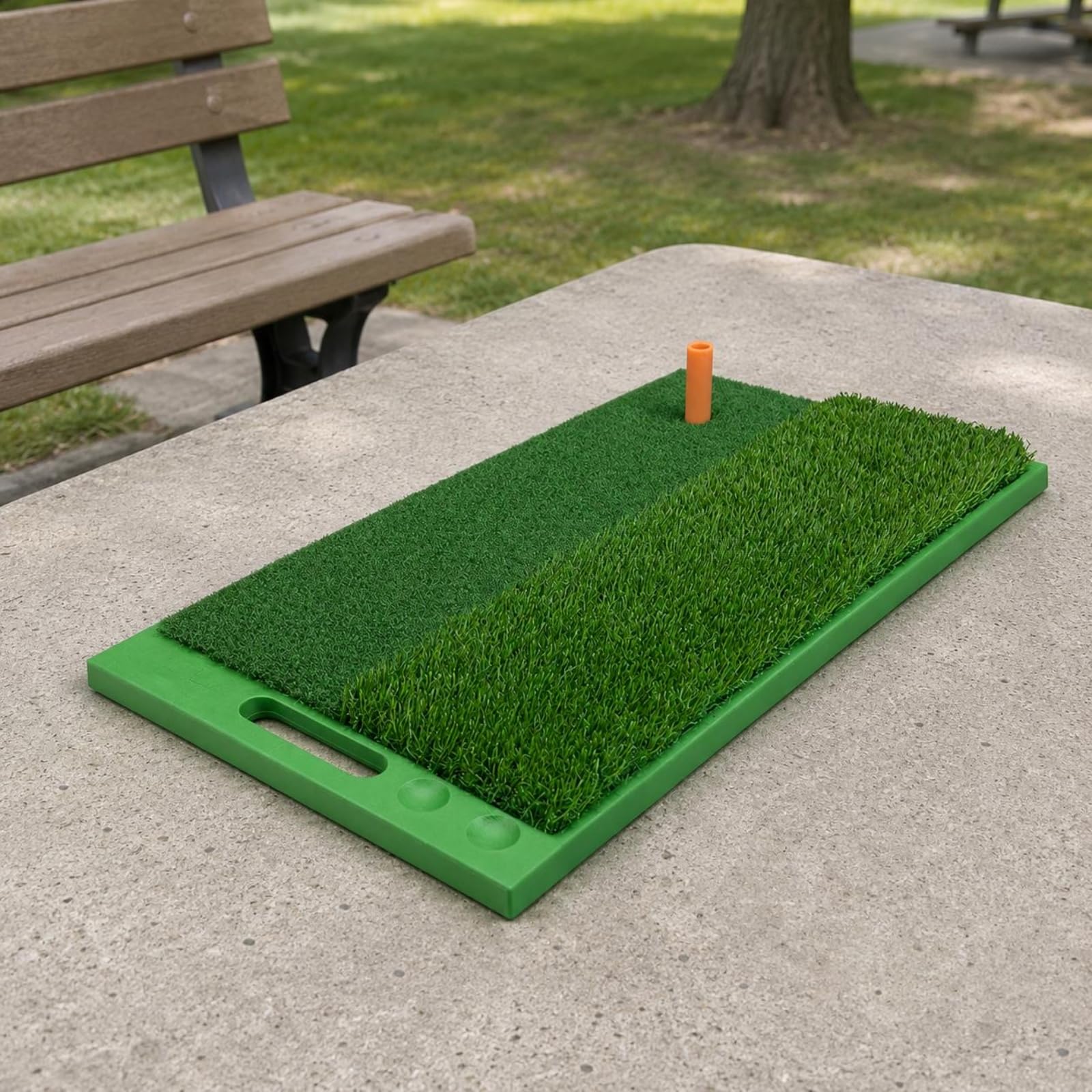 Golf Trainingsmatte Chipping Matte Schlagteppich Übungsmatte mit Bodenschonendem TPE Rücken Und Griffigem Trainingsrasen, DJD032-PP Doppelgras-Version