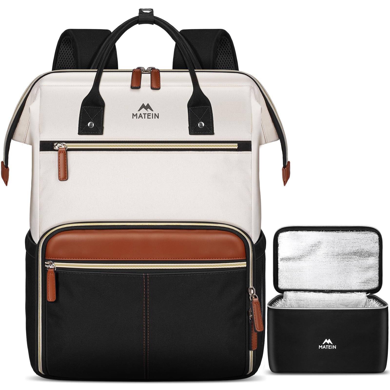 USB Oplaadpoort Rugzak Waterbestendig MATEIN Laptop Lunchrugzak 15,6 Inch – Met Geïsoleerd Koelvak, USB-poort, Waterbestendig (grijs) MATEIN Rugzak USB