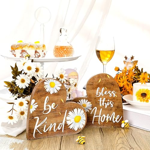 Miniatura 2 de Jetec 2 letreros de madera rústica para el hogar, casa de campo, con forma de corazón, centro de mesa, decoración del día de San Valentín para el