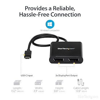 Amazon.com: StarTech.com USB-C to Dual DisplayPort 1.2
