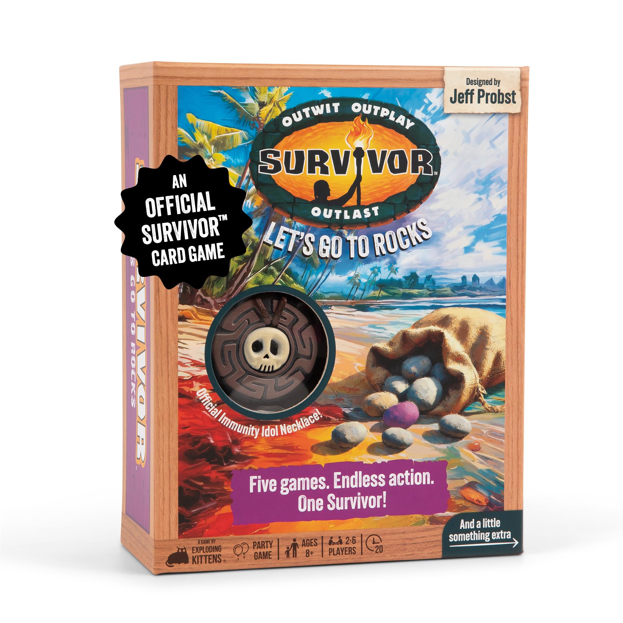 Exploding Kittens Survivor: Let’s Go to Rocks Game for Ages 8+, 2 to 6 Players, Strategy and Challenge Party Game with Rocks
