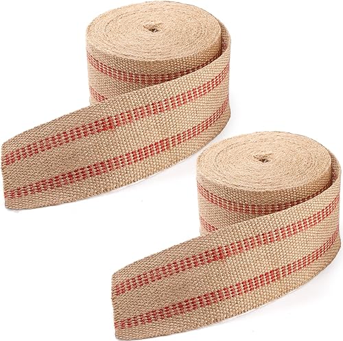 Frcctre Paquete de 2 cintas de yute para manualidades, 3.5 pulgadas x 10 yardas, cinta de yute de tela de arpillera natural, cinta de yute para Frcctre Paquete de 2 cintas de yute para manualidades, 3.5 pulgadas x 10 yardas, cinta de yute de tela de arpillera natural, cinta de yute para