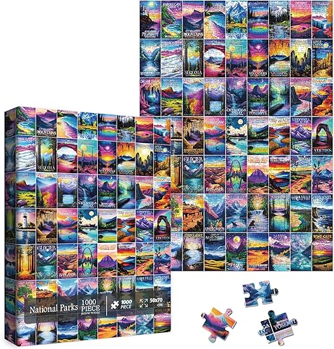 Miniatura 14 de Rompecabezas escénicos de Venecia para adultos de 1000 piezas, rompecabezas vintage de paisaje natural nocturno estrellado, rompecabezas estético