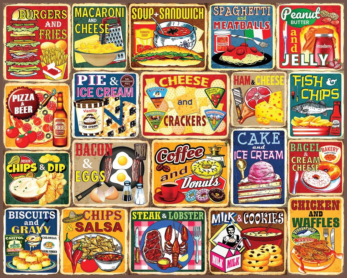 White Mountain Puzzles - Classic Food Combos - 1000 Piece Jigsaw Puzzle