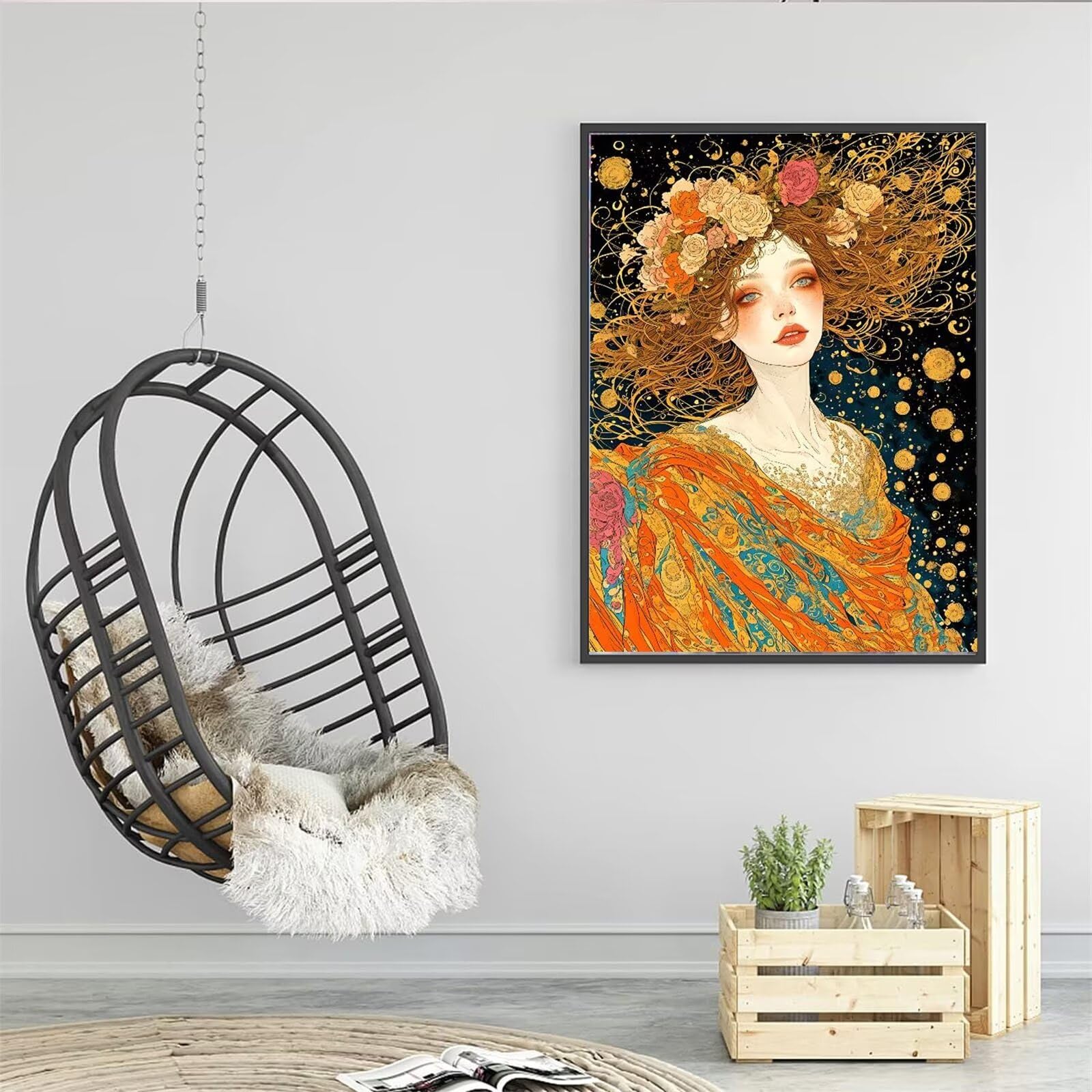 KIT Peinture Par Numéro 40x50 Cm – Femme Africaine – Acrylique, Pinceaux, Crochets Inclus – Pour Adulte Et Enfant