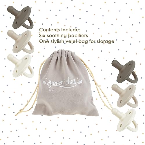 Miniatura 5 de Sweet Child Chupetes de 0 a 18 meses, juego de 6 binkies de silicona ultraligeros con mango plegable y 3 agujeros de aire para mayor seguridad, los