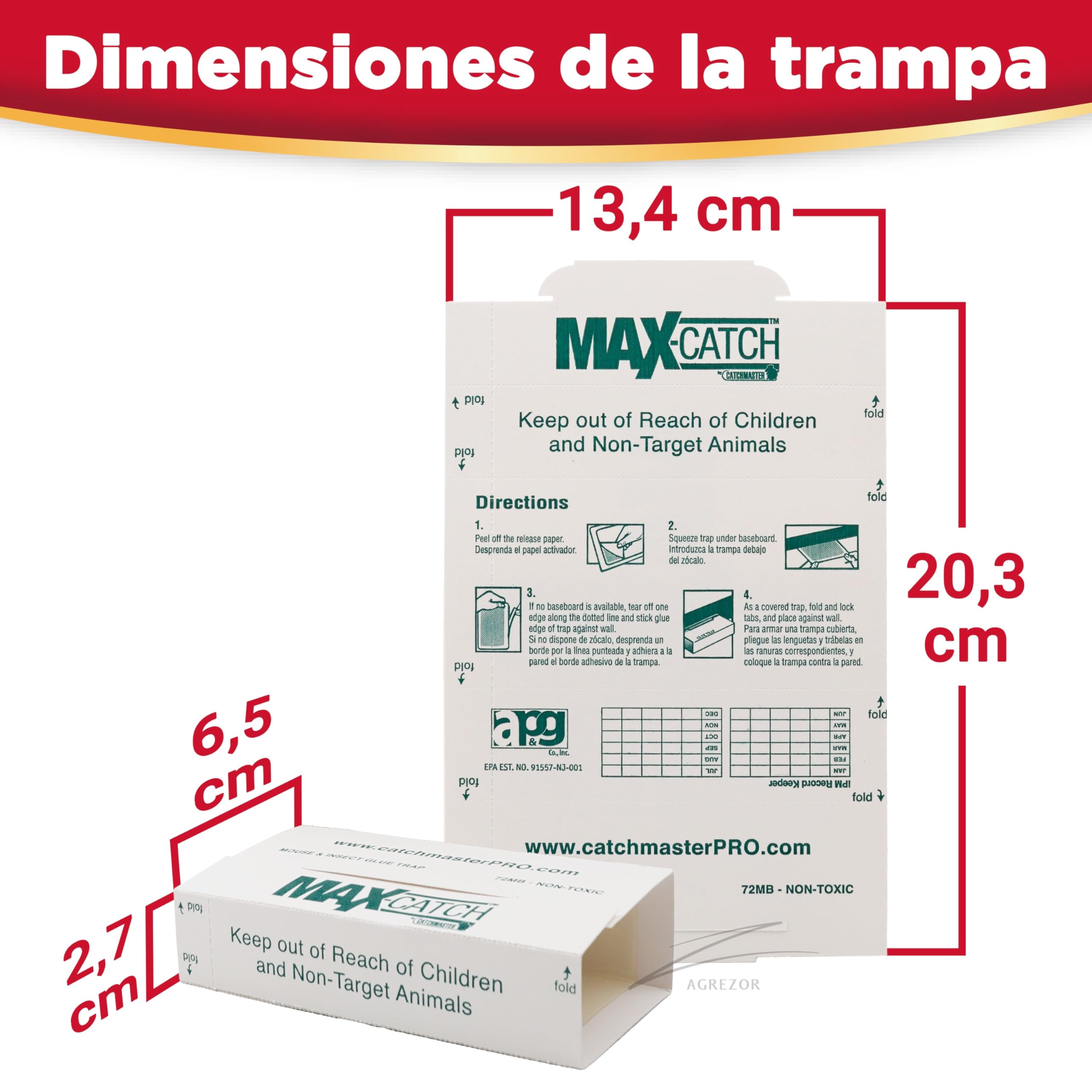 Catchmaster 72MAX 9X Trampas para Ratones Adhesiva | Sin Veneno | Trampas efectivas para Ratones Pegamento | Fácil de Usar | Atrapa para Uso en Interiores