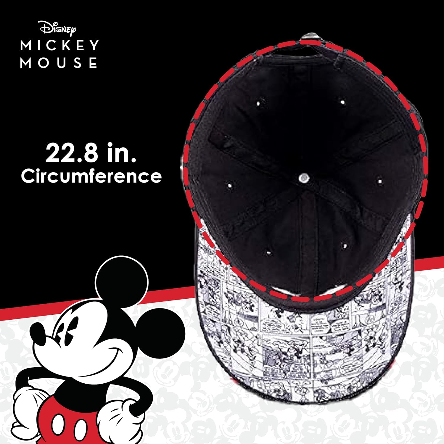 Disney Mickey Mouse Dad Hat, Cotton Adjustable Baseball Cap with Curved Brim - Image 5