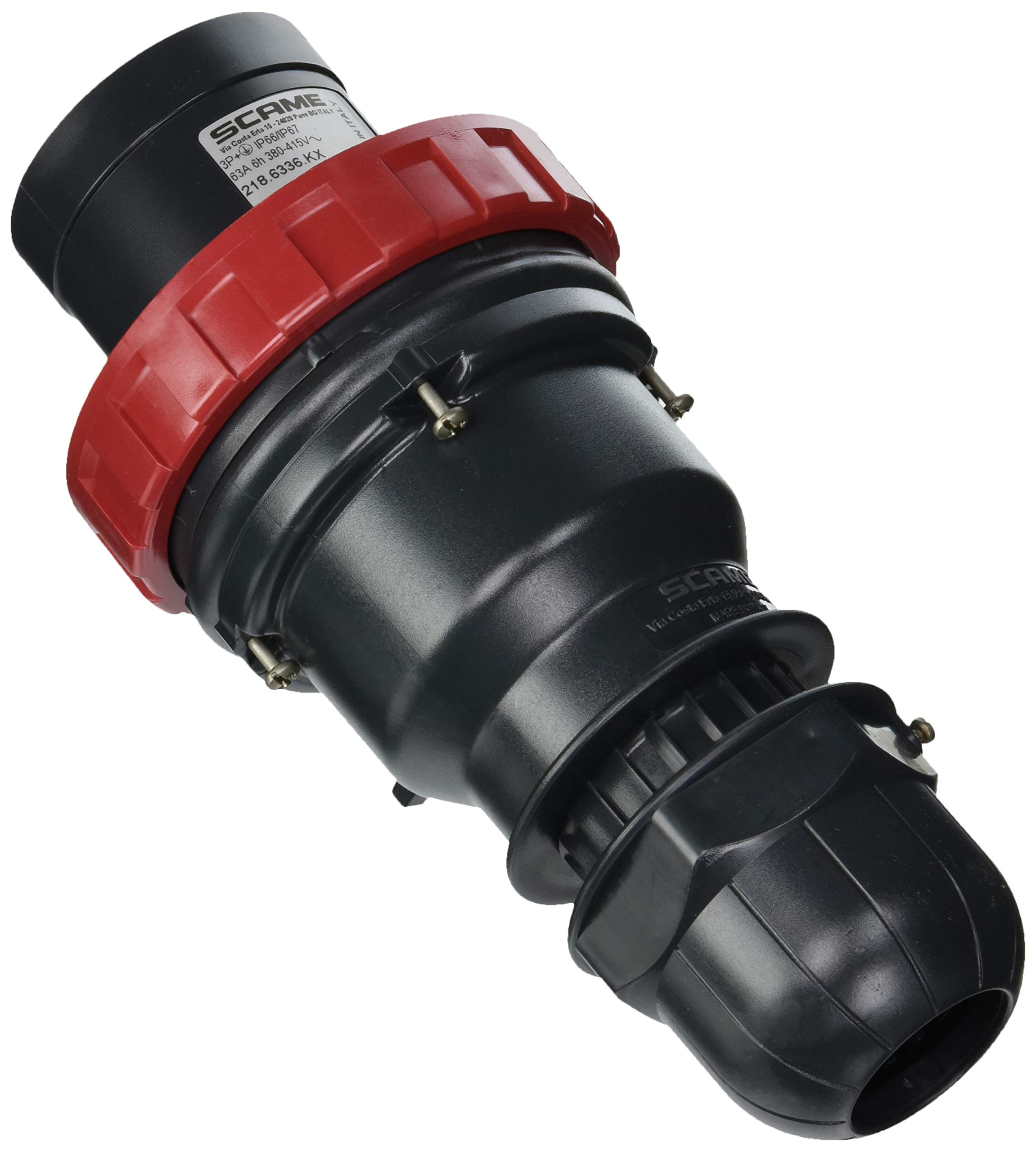 Prise 3 pôles + terre 63 A scame Optima rouge connecteur industriel triphasé 380V 415V