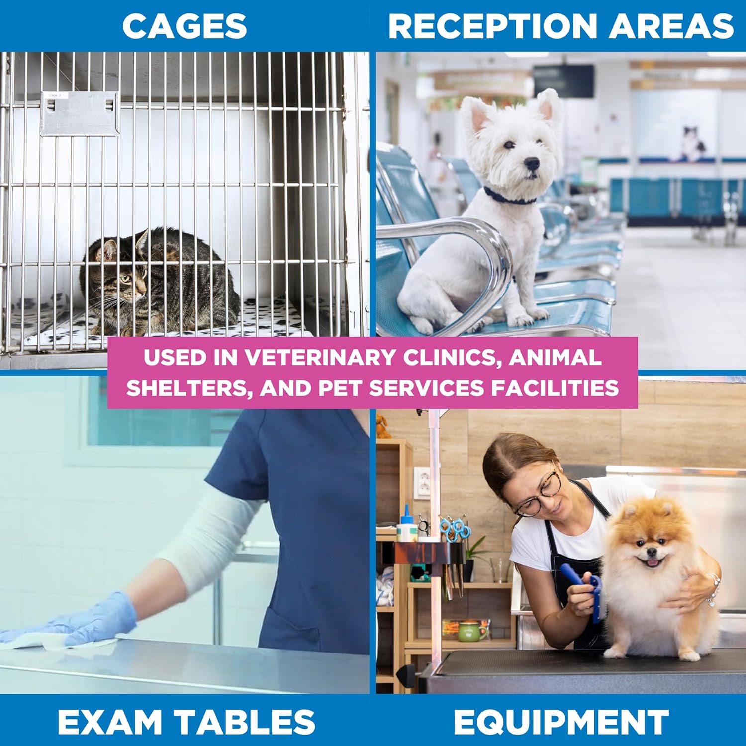 REScue Wipes Canister 6-Pack Refill Wipes – Disinfectant for Vets – Designed to Clean Kennels, Litter Boxes, More