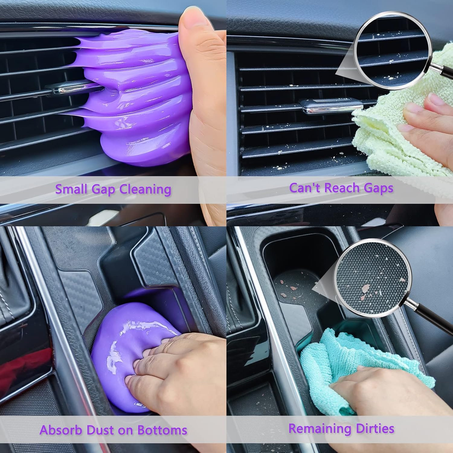 Car Detailing Kit Car Cleaning Gel Universal Car Air Vent Dust Cleaner Car Accessories for Women Men Car Cleaning Supplies Auto Detailing Tools Interior Cleaning Putty Mud Slime for Keyboard PC Purple : Automotive