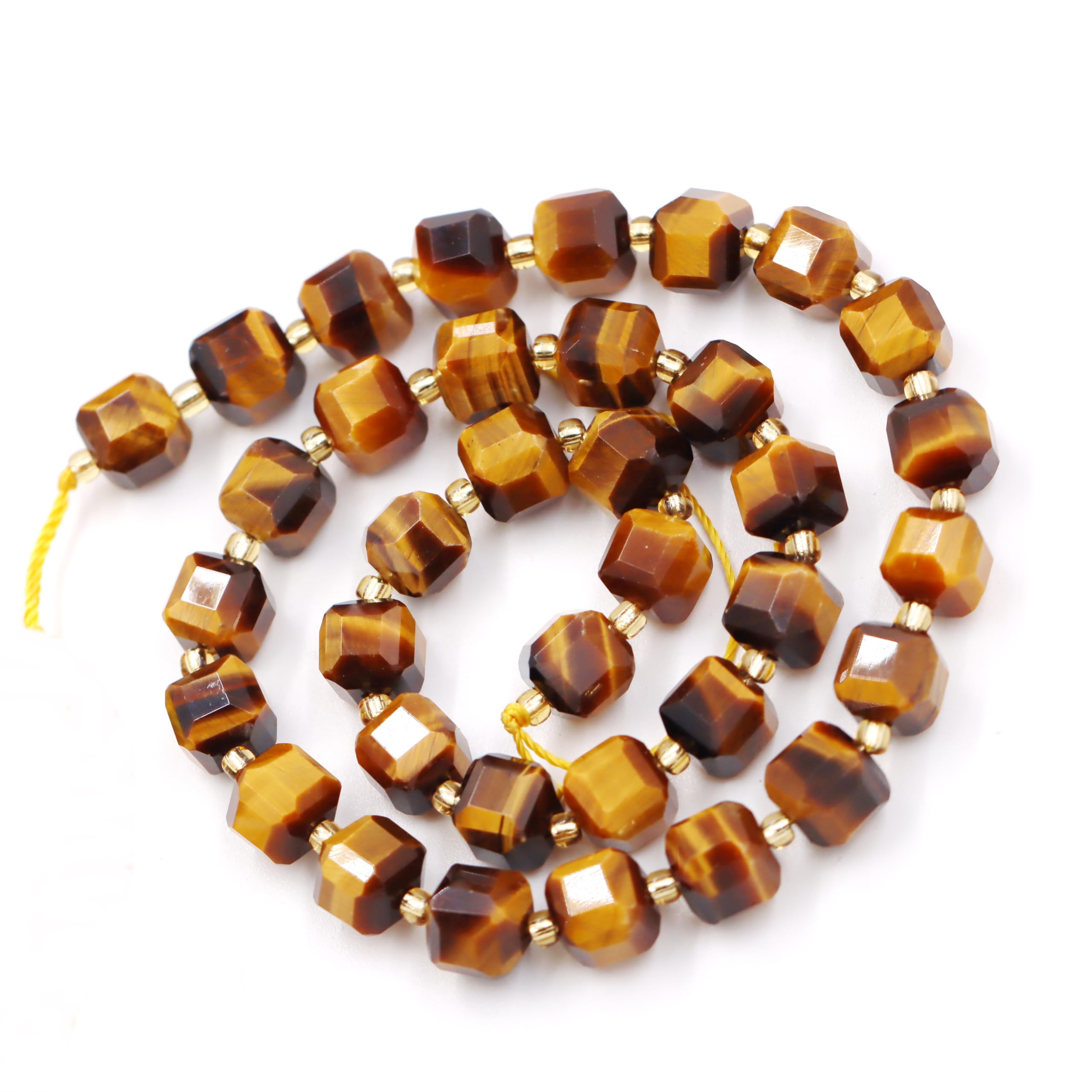 Koraliki z kamienia naturalnego do produkcji biżuterii, sprzedawane na torbę 5-pasma wewnątrz, fasetowana kostka Tiger's Eyes 8mm