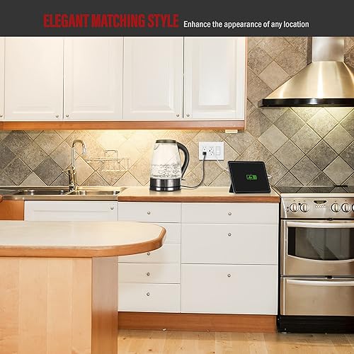 Miniatura 676 de ENERLITES SI8834-BK - Placa de pared decorativa sin tornillos, cubierta de enchufe segura, 4 entradas, 4.68 x 8.30 pulgadas (alto x largo), Negro