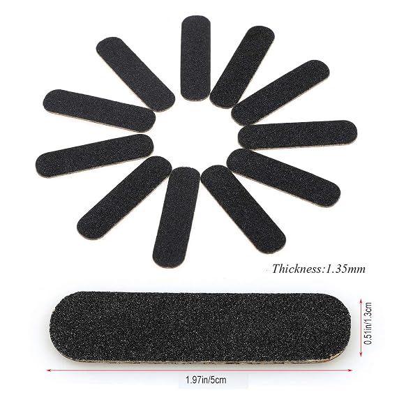 100 Pcs Mini Nail Files Bulk, Mwoot Disposable Double Sided Emery Board 180/240 Grit, Fingernail Nail File Buffer Set Manicure Tool for Natural Acrylic Fake Nails Home and Salon Use (Black)