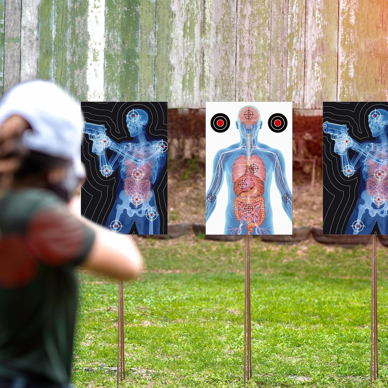 50 Pack 23 x 35 Inch Shooting Range Targets Anatomical Paper Silhouette Paper Shooting Targets Human Silhouette Targeting X-Ray Skeleton Designs Anatomical for Practice