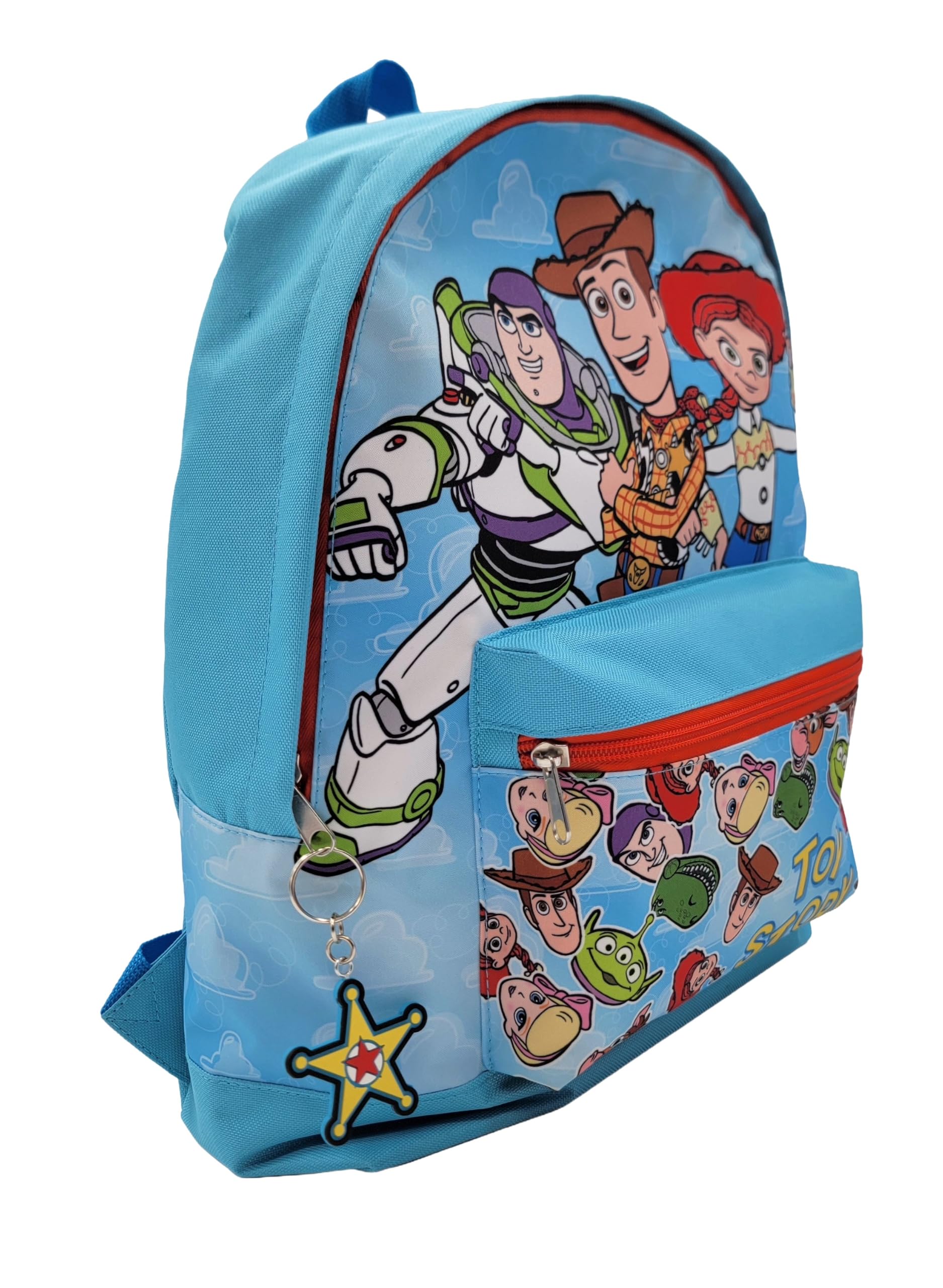 Disney Pixar Toy Story - Juego de mochila y bolsa de almuerzo para niños, juego de 5 piezas con mochila, bolsa de almuerzo aislada, estuche, botella de agua y llavero, Buzz Woody Jessie