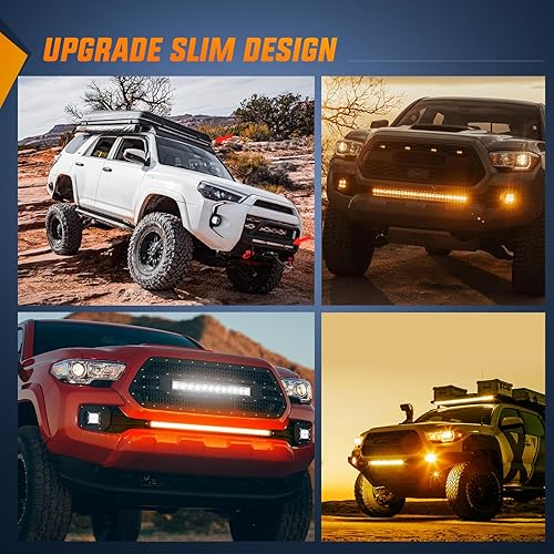 Miniatura 7 de Nilight Barra de luz LED ámbar de 31 pulgadas, 150 W, combo de inundación puntual súper delgada, 14500 lúmenes, 3D, antiniebla, luces todoterreno