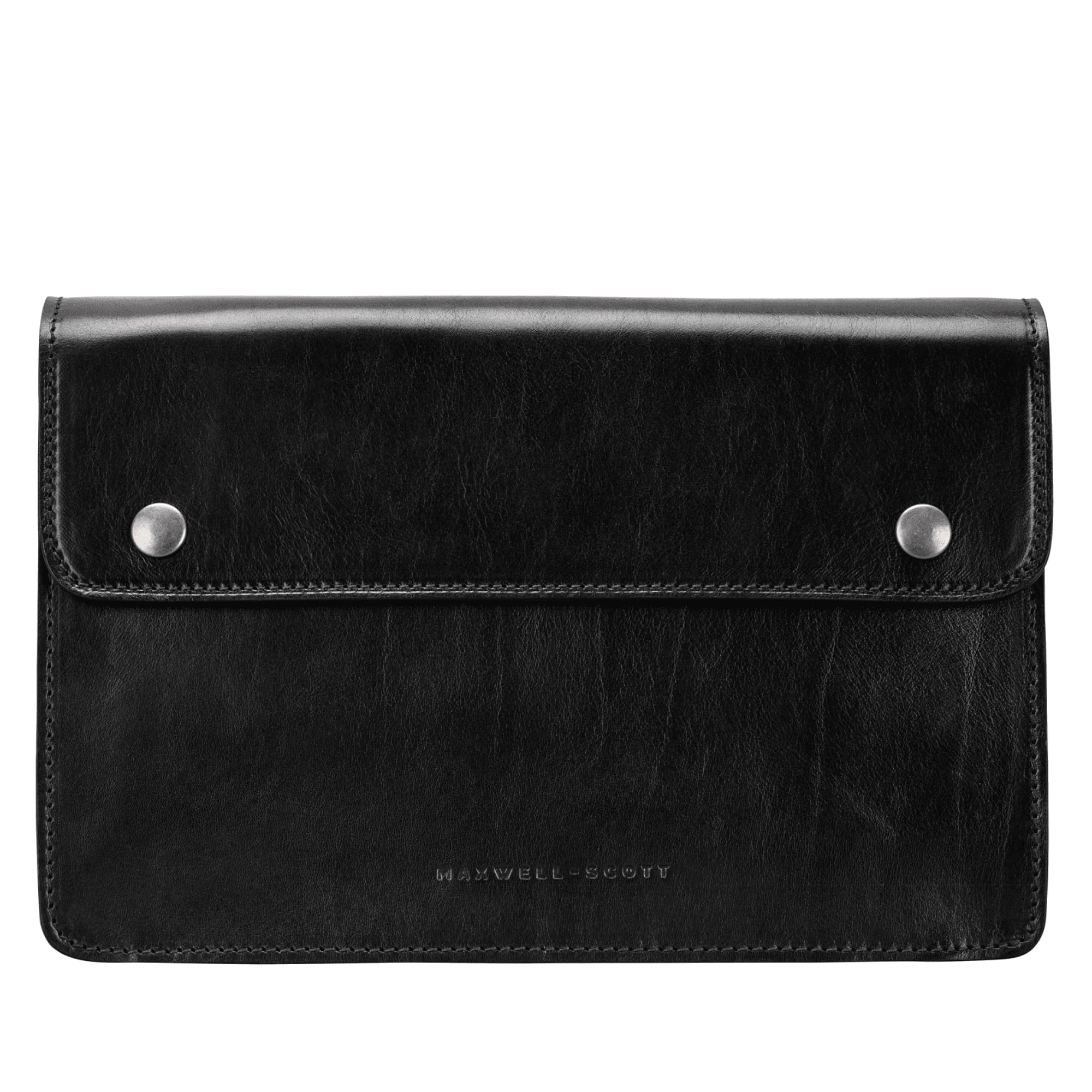 Maxwell Scott - Personalized Mens Luxury Leather Clutch Bag with Wrist Strap - The Santino Small - Black
