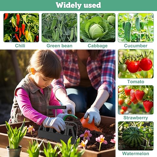 Miniatura 7 de Bloqueador de suelo, fabricante de 5 celdas de 2 pulgadas con 3 tamaños de pasadores de semillas, mango cómodo, para semillas, esquejes