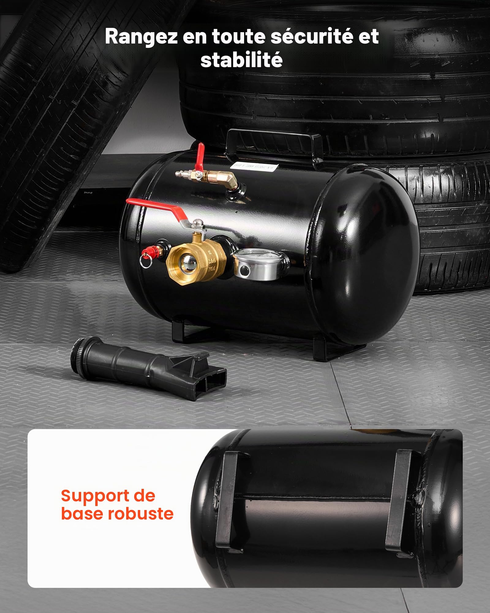 VEVOR Canon à Air 18,9 L, Booster de Pneu avec Pression de Service 0,6-0,8 MPa, Gonfleur Pneumatique de Pneu pour Pick-up, Camion, VTT, Jeep, Fourgonnette, Tracteur Tondeuse, Camping-car, Noir