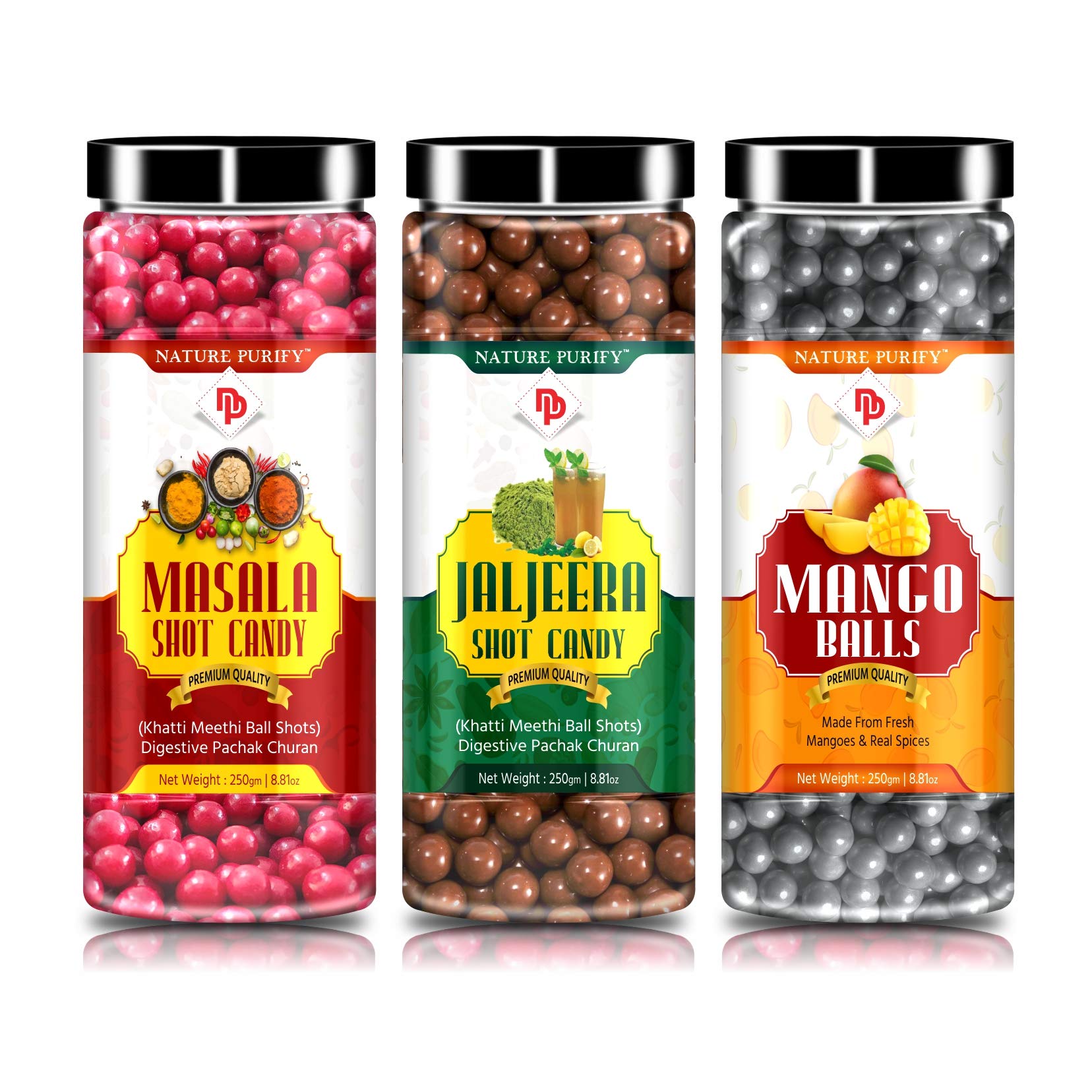 Nature Purify-Mouth Freshner Mango balls,Masala shot,Jaljeera shot candy [Each Pack 250gm] (B08WKMDR9M) Amazon Price History, Amazon Price Tracker