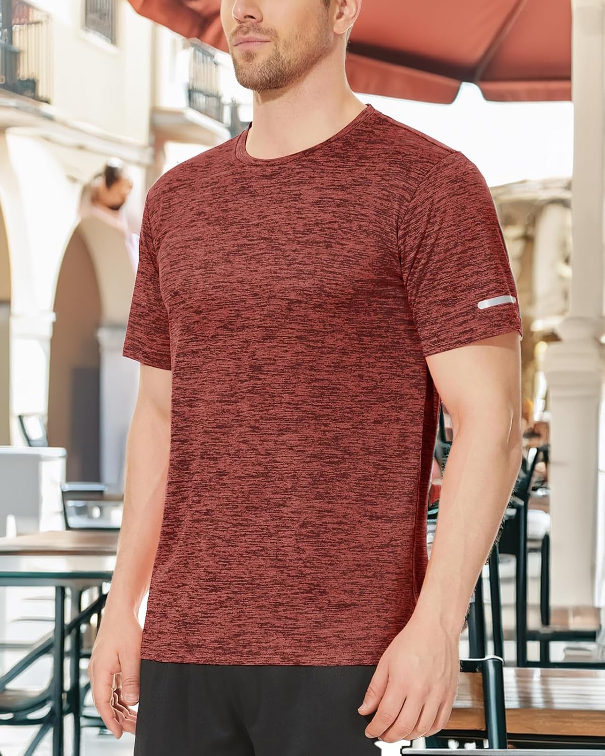Men's Quick Dry T-Shirt Athletic Running Shirts Crewneck Gym Wokout Fitness Performance Tee Under Shirt