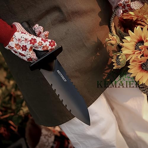 Miniatura 4 de Pala detector de metales, excavadora de doble borde dentado resistente, herramienta de excavación de detección de metales con funda para montaje en