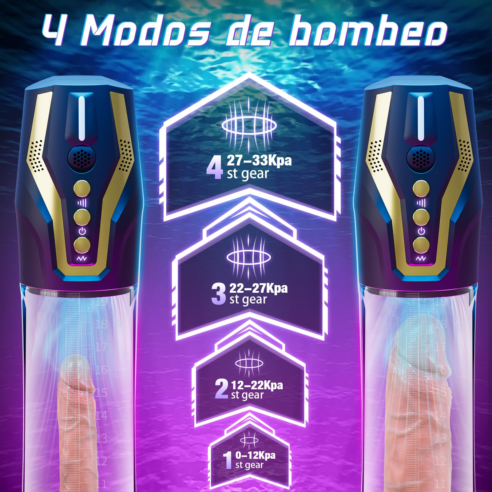 Alargador de Pene Masturbador Hombre Automatico - Control por Voz Bomba de Vacio Erector con 4 Modos de Succión & Bombeo, Masturbador Masculino Alargador Pene Masturbádores Masculino Sex Toys