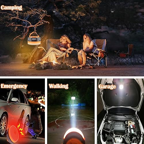 Miniatura 12 de LIT-PaTH Linterna LED para campamento, luz recargable con base magnética, 2200 mAh, kit de supervivencia para emergencias, huracanes, apagones